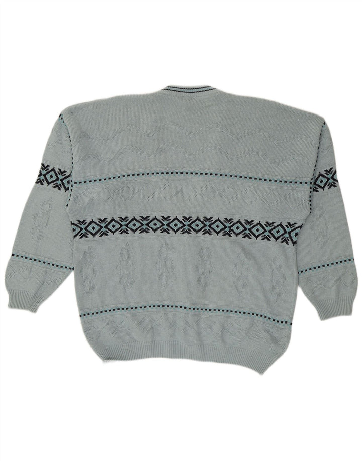 Mr. Forrest Herre Cardigan Sweater XL Blå Geometrisk Bomuld
