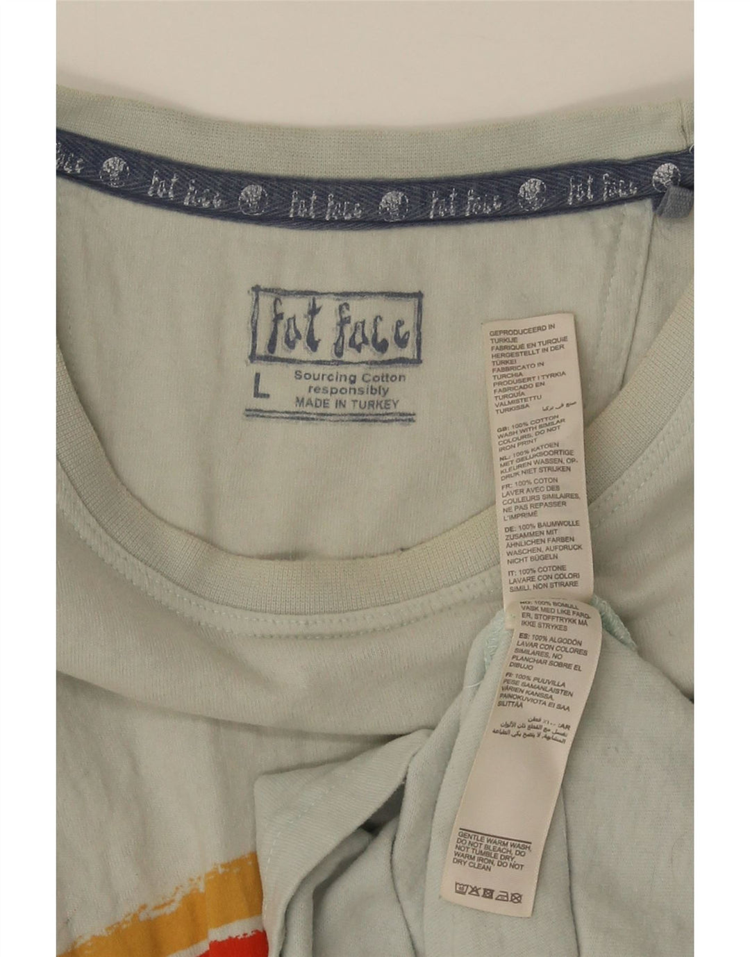 Fat Face Herre grafisk T-shirt Top Stor blå stribet bomuld
