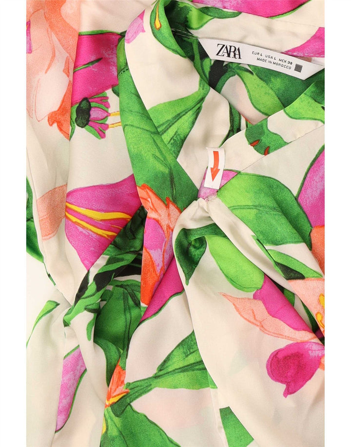 Zara Dame Oversized Shirt Bluse UK 16 Large Multicolored Floral
