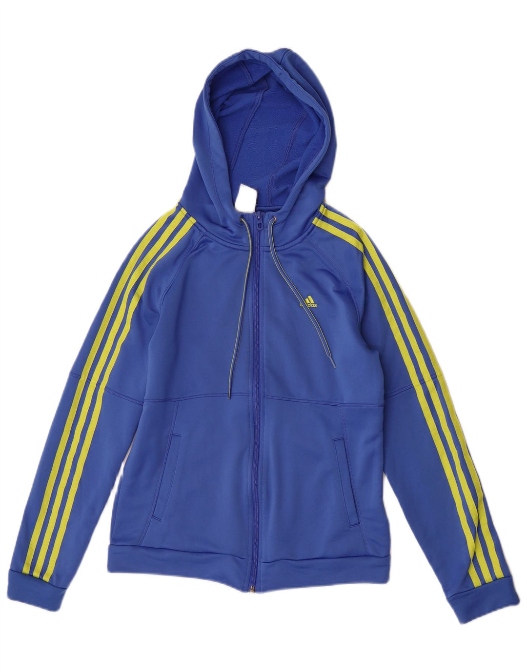 Adidas hættetrøje med lynlås til kvinder UK 8/10 Small Blue Polyester