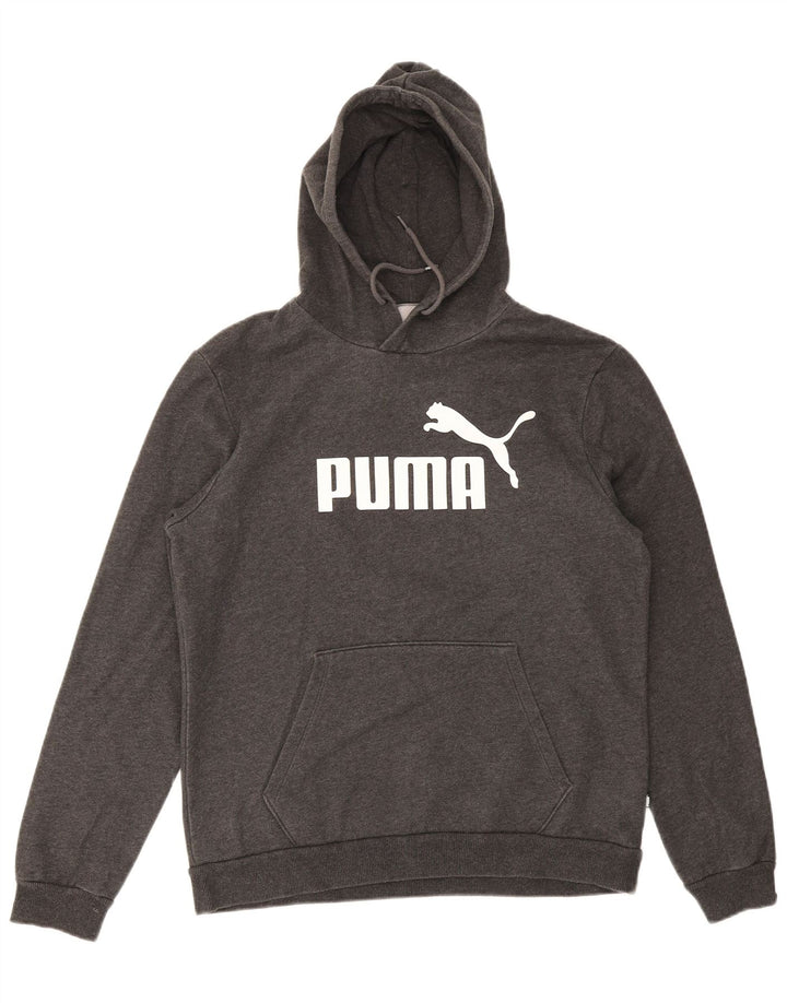 PUMA Grafisk hættetrøje til mænd mellemgrå bomuld