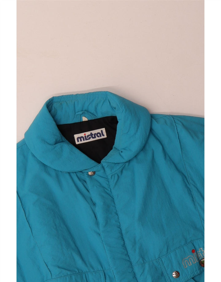 MISTRAL Herre grafisk løs pasform polstret jakke UK 40 Stor blå polyamid