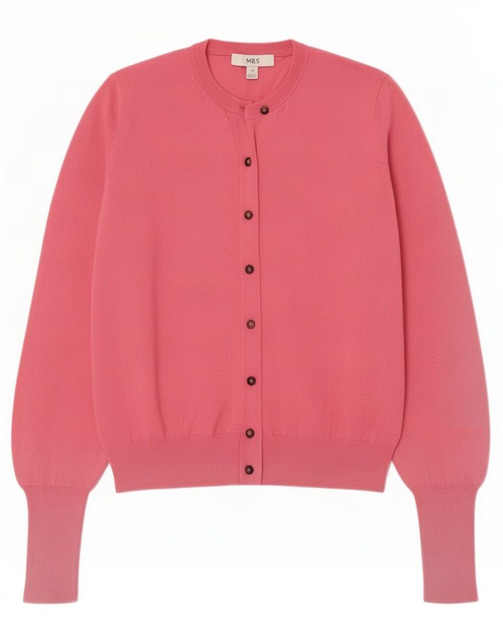 Marks & Spencer Dame Cardigan Sweater UK 14 Medium Pink Viscose