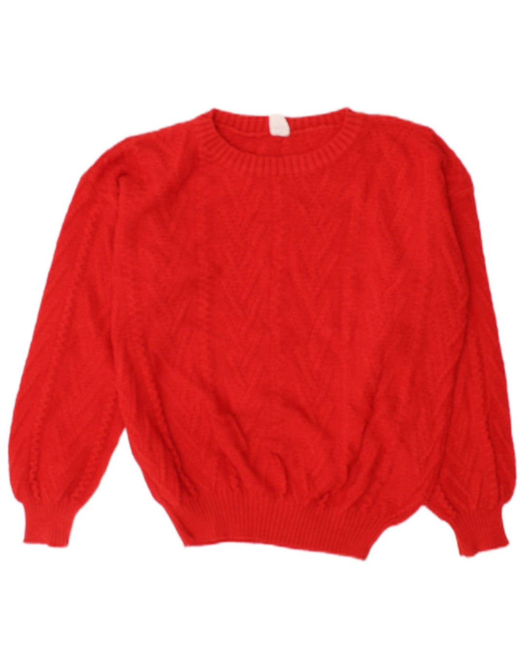 Vintage dame sweater med rund hals DK 14 medium rød bomuld