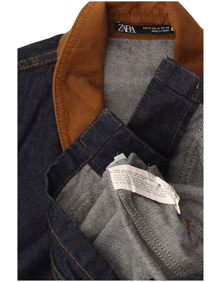 Zara Herre denimjakke UK 38 Medium Navyblå Bomuld