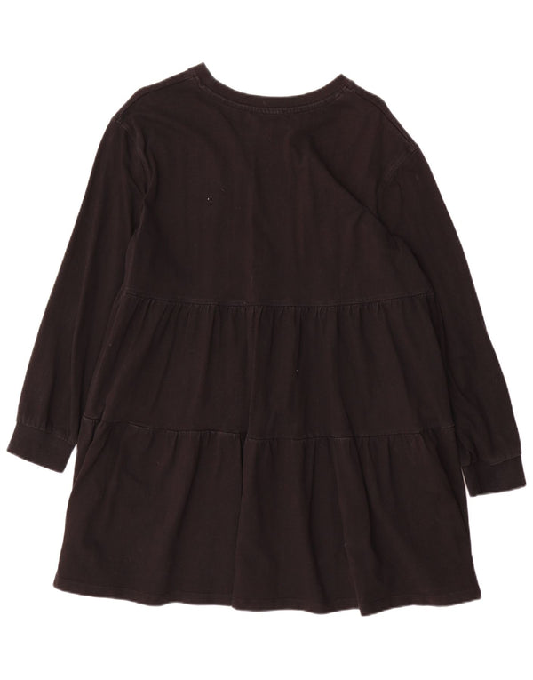 Zara Dame Langærmet Tiered Dress UK 14 Medium Sort