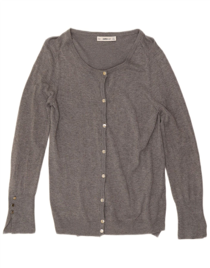 Zara Dame Cardigan Sweater UK 14 Large Grå