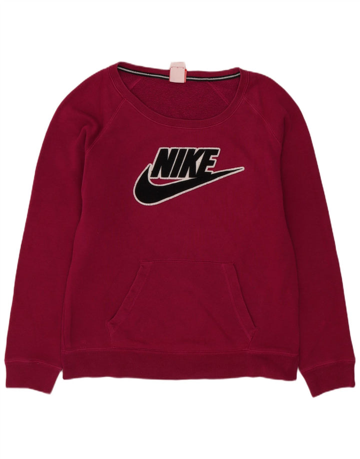 Nike Dame Grafisk Sweatshirt Jumper UK 14 Medium Pink Bomuld