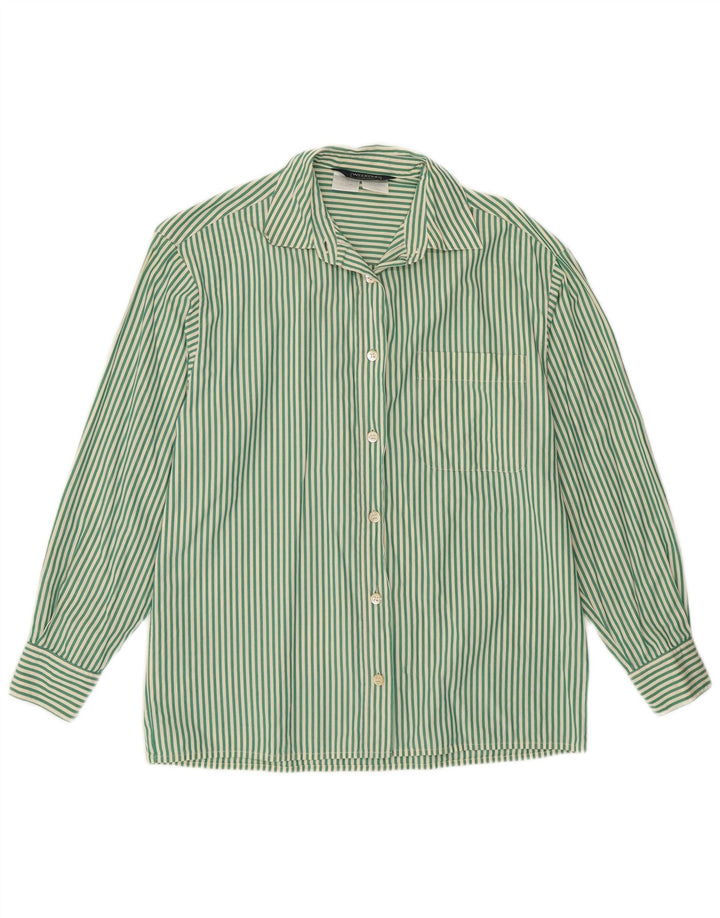 MAX MARA Weekendskjorte til kvinder UK 16 Large Green Pinstripe