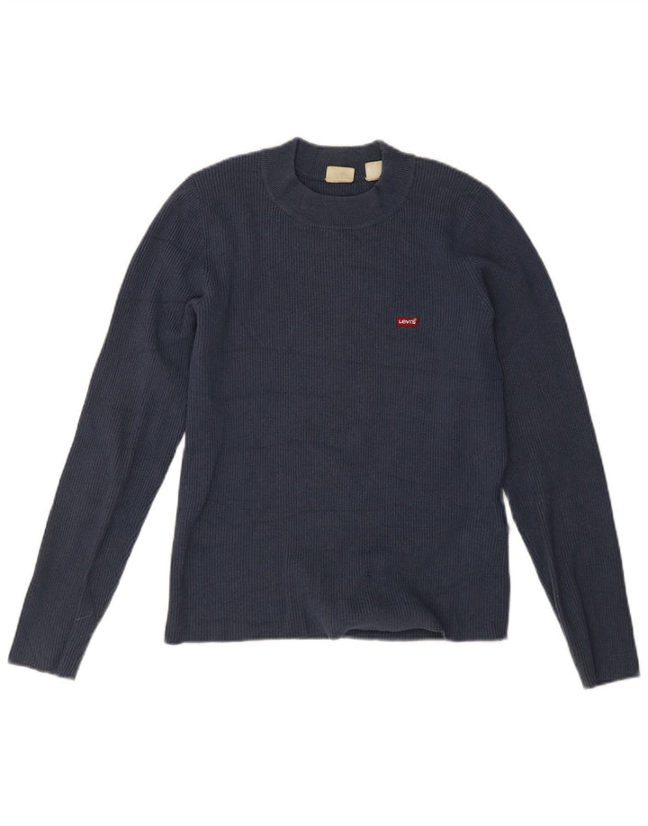 Levi's Dame Top Langærmet UK 14 Stor Marineblå Akryl