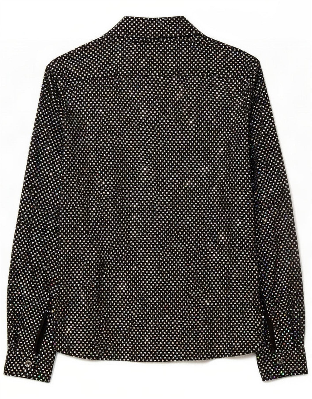 Vintage Dame Oversized skjortebluse UK 10 Small Black Spotted Polyester