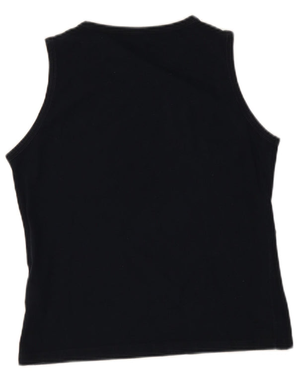 Fred Perry Dame Crop Vest Top UK 12 Medium Sort Bomuld