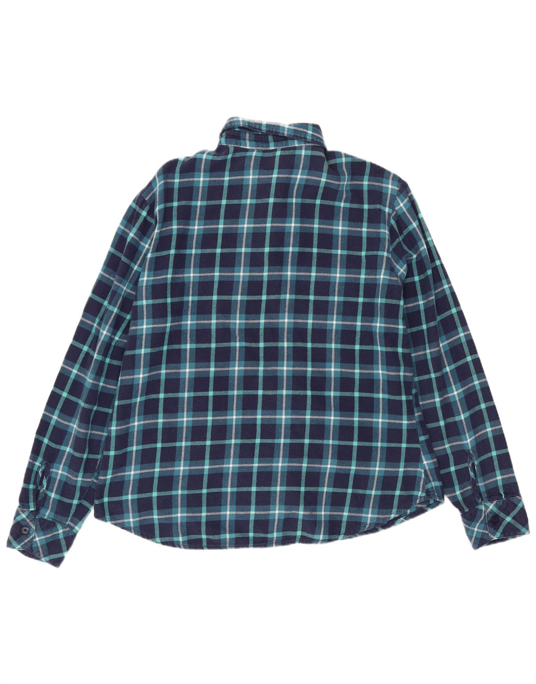 LEE Womens Riders Flannel Shirt UK 14 Medium Navy Blue Plaid