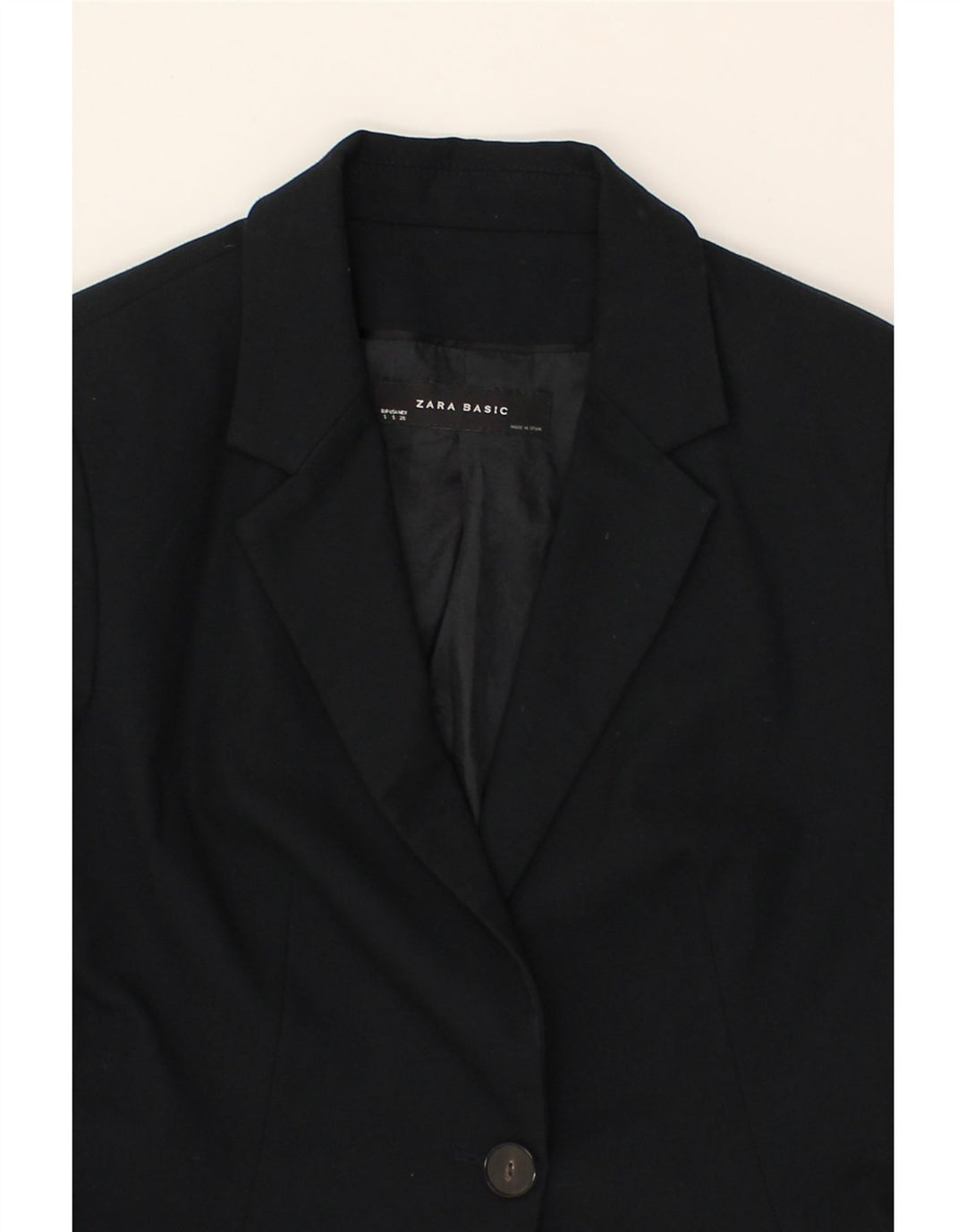 ZARA Womens 1 Button Blazer Jacket UK 10 Small Navy Blue Vintage Zara and Second-Hand Zara from Messina Hembry 
