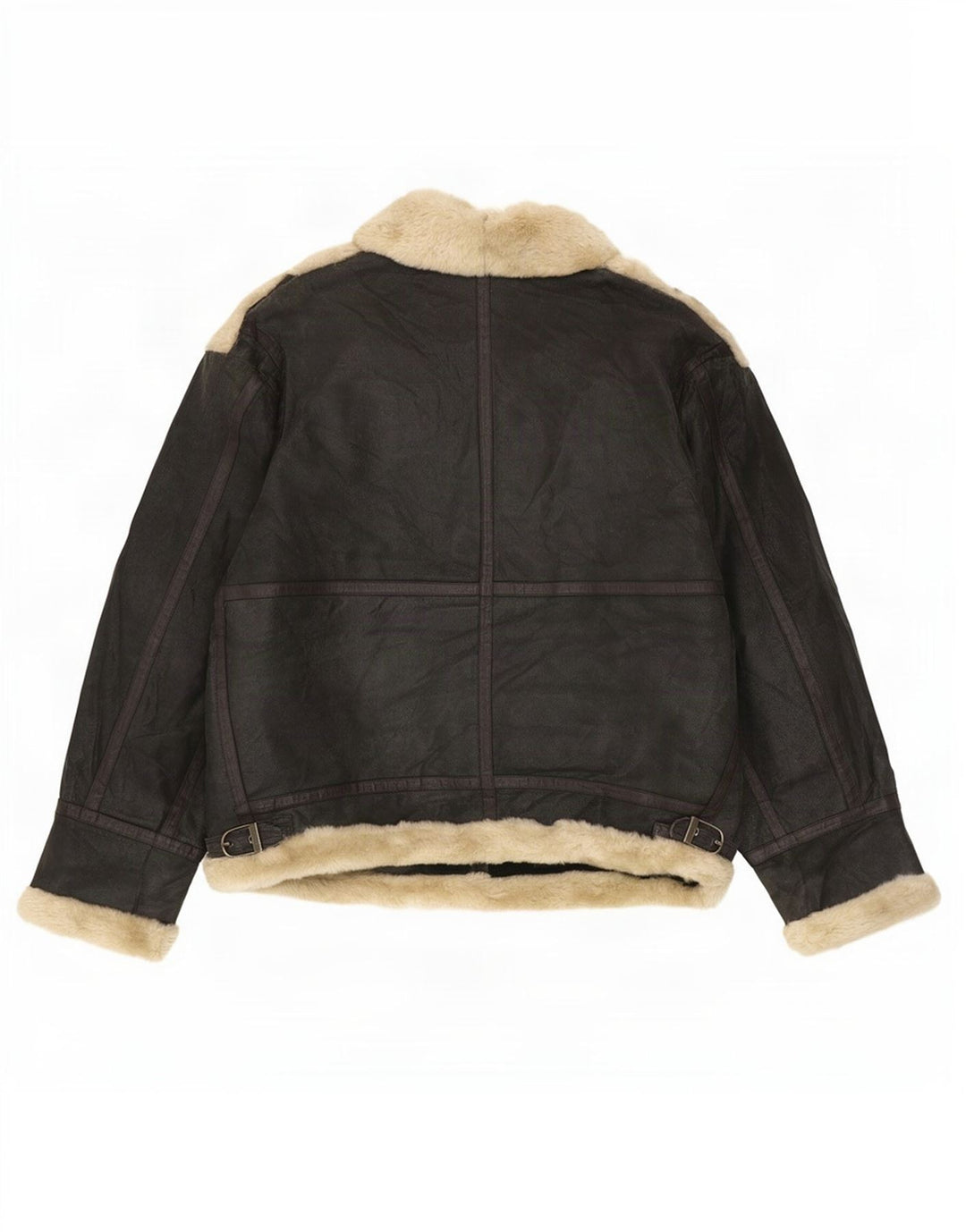Quebec Herre Shearling Jacket UK 42 XL sort læder