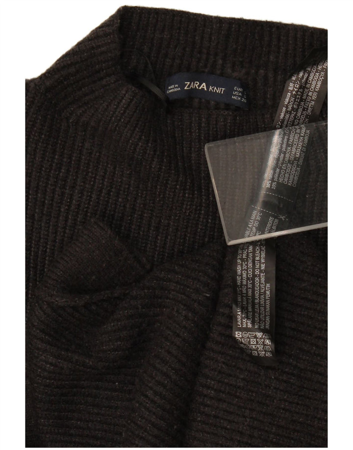 Zara Dame Oversized Turtle Neck Jumper Sweater UK 10 Small Grey Viscose