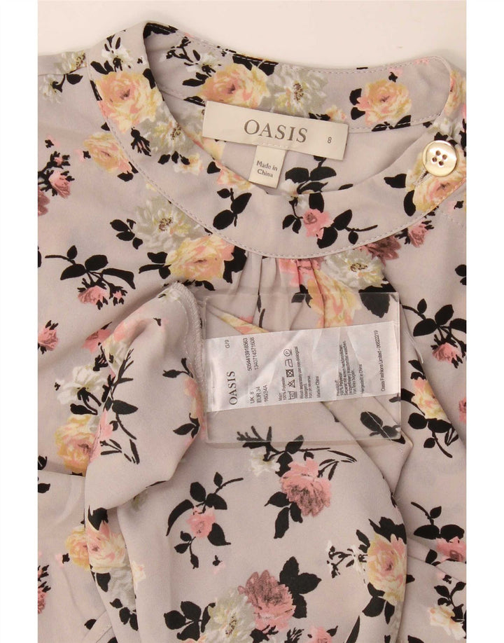 Oasis Damebluse Top UK 8 Small Grey Floral Polyester