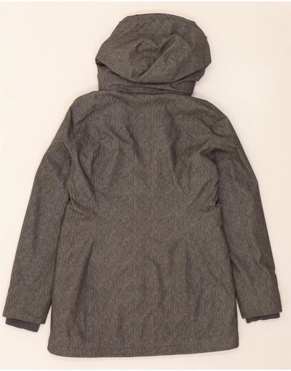 HOLLISTER Parkajakke med hætte til kvinder UK 14 Medium Grey Flecked Polyester