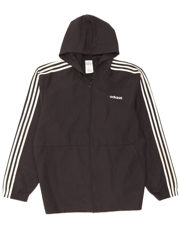 Adidas Mens Hooded Tracksuit Top Jacket XL Black Polyester