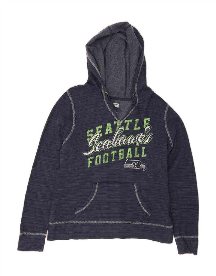 NFL TEAM APPAREL Womens Hoodie Jumper UK 14 Medium Navy Blue Vintage NFL TEAM APPAREL and Second-Hand NFL TEAM APPAREL from Messina Hembry 