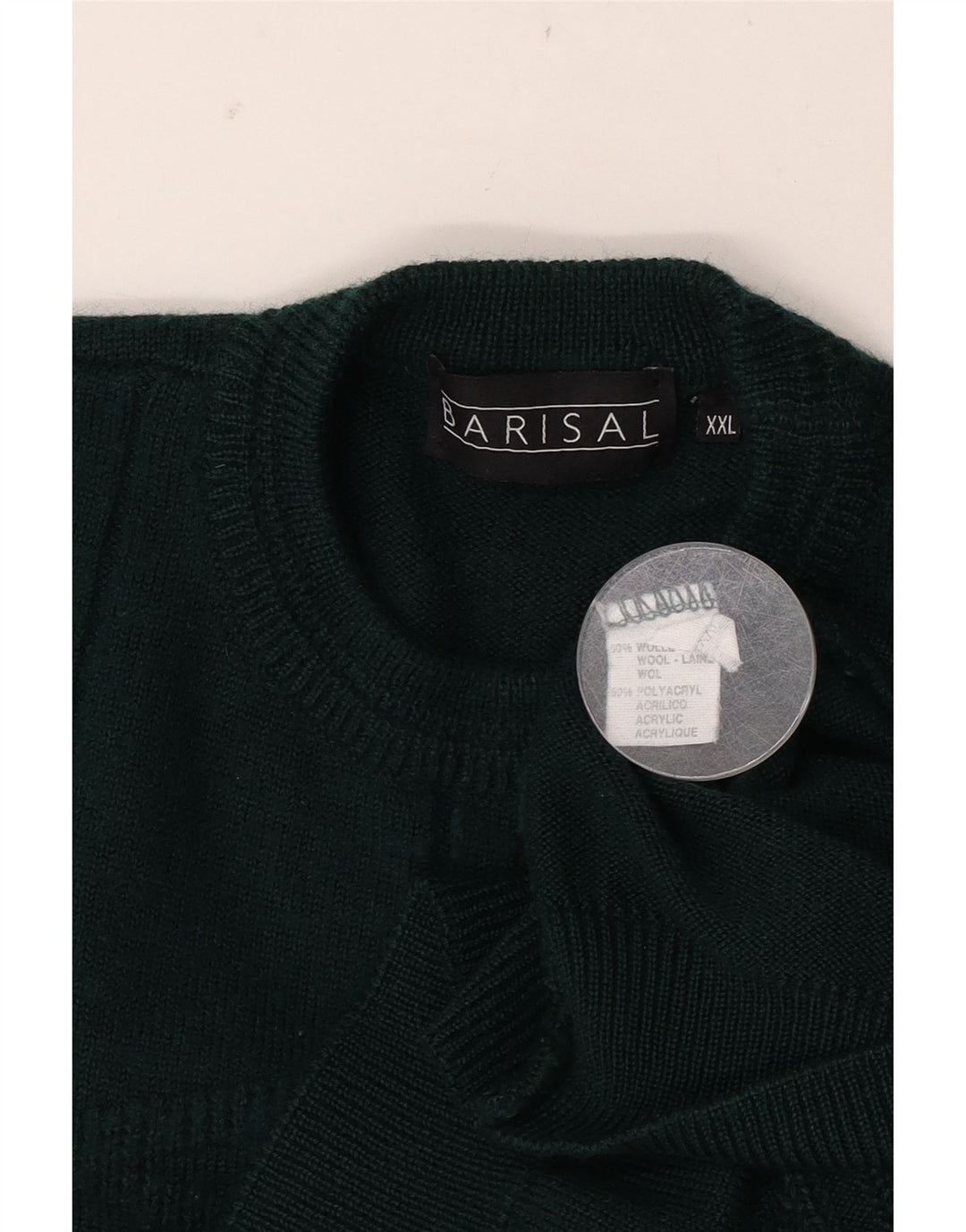 Barisal herre rund hals sweater 2XL grøn stribet uld