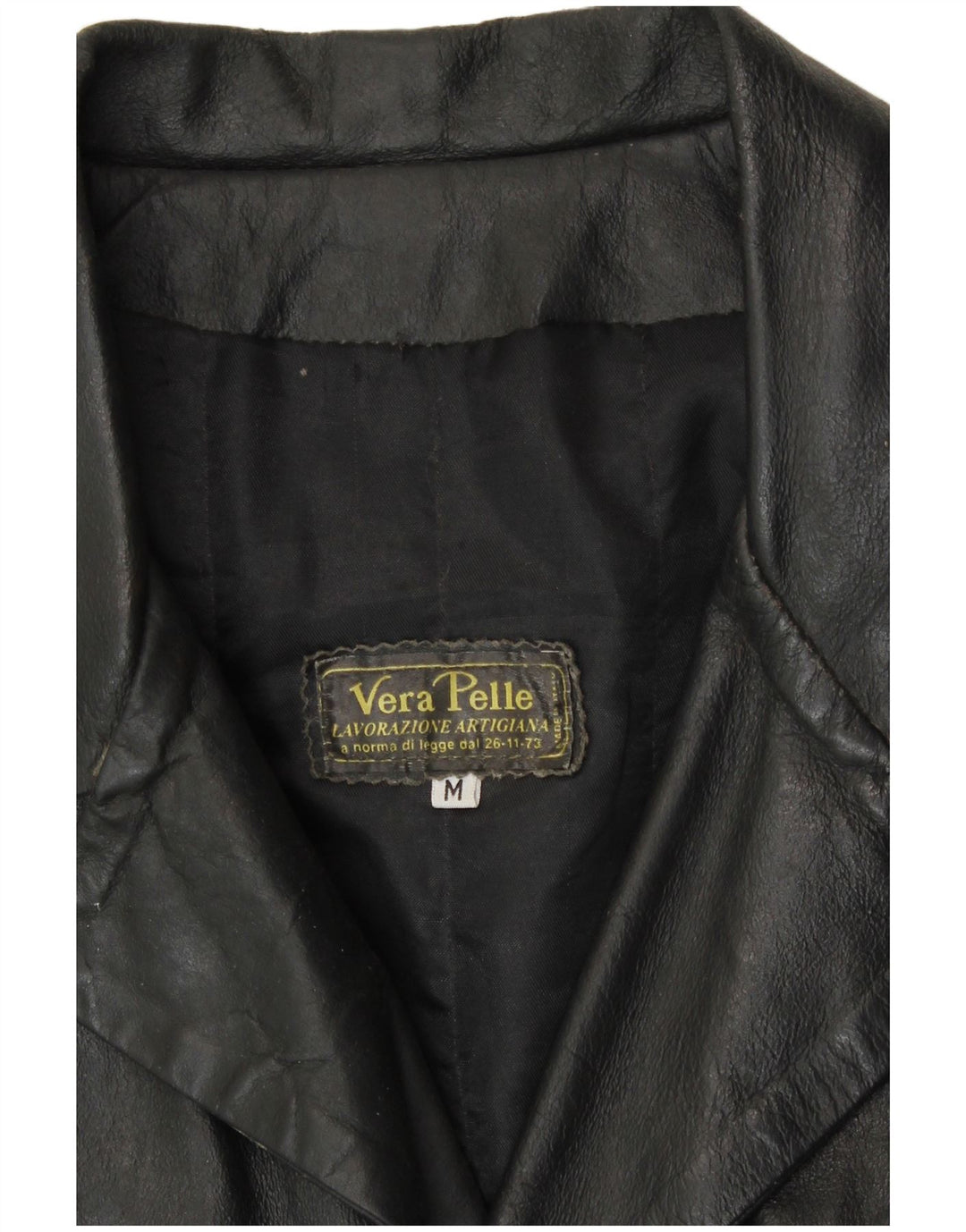VINTAGE Mens Leather Coat UK 38 Medium Black Leather