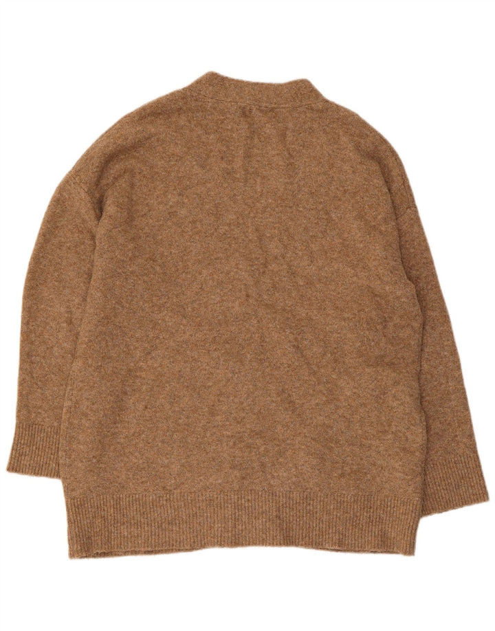 Zara Dame Oversized Cardigan Sweater UK 14 Medium Beige Akryl