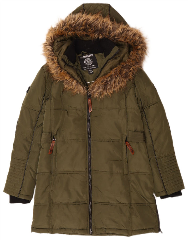 Norge hættejakke til kvinder UK 16 Stor Khaki Polyester