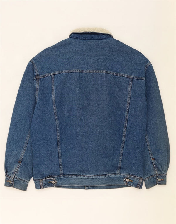 Vintage Herre Loose Fit Sherpa Denim Jacket UK 38 Medium Blue Cotton
