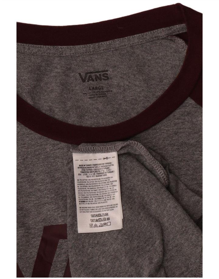 Vans Herre grafisk top 3/4 ærmet, stort gråt flækket bomuld