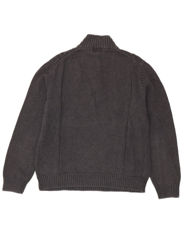 CALVIN KLEIN Herre sweater med lynlåshals mellemgrå bomuld