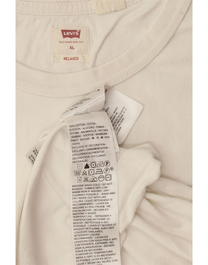 LEVI'S Herre Relaxed T-Shirt Top XL Hvid Bomuld