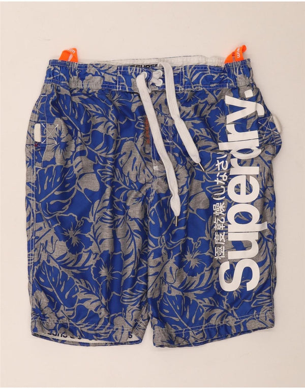 Superdry grafiske badeshorts til mænd XL Blue Floral Polyester