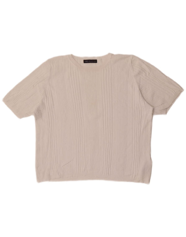 Marks & Spencer T-shirt top til kvinder UK 22 3XL Hvidstribet viskose