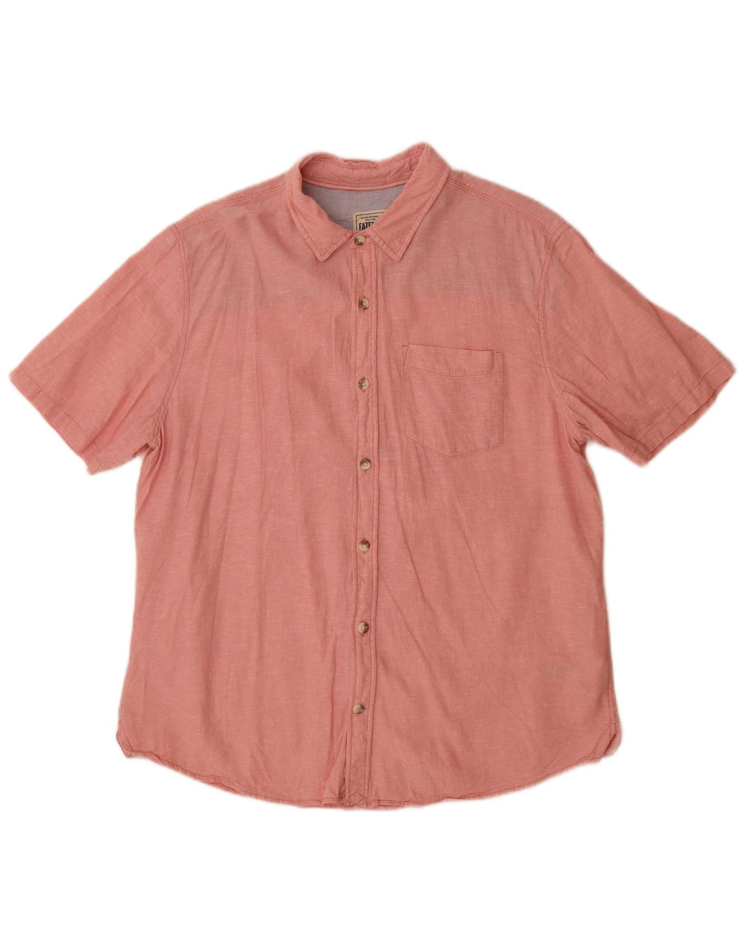 Fat Face Herre Kortærmet Classic Fit Shirt Large Pink Linen