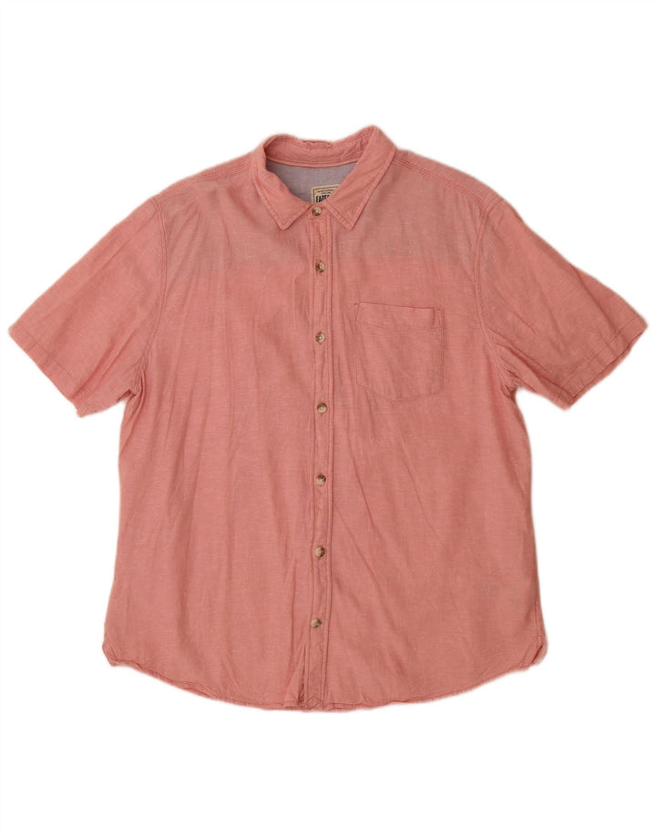 Fat Face Herre Kortærmet Classic Fit Shirt Large Pink Linen