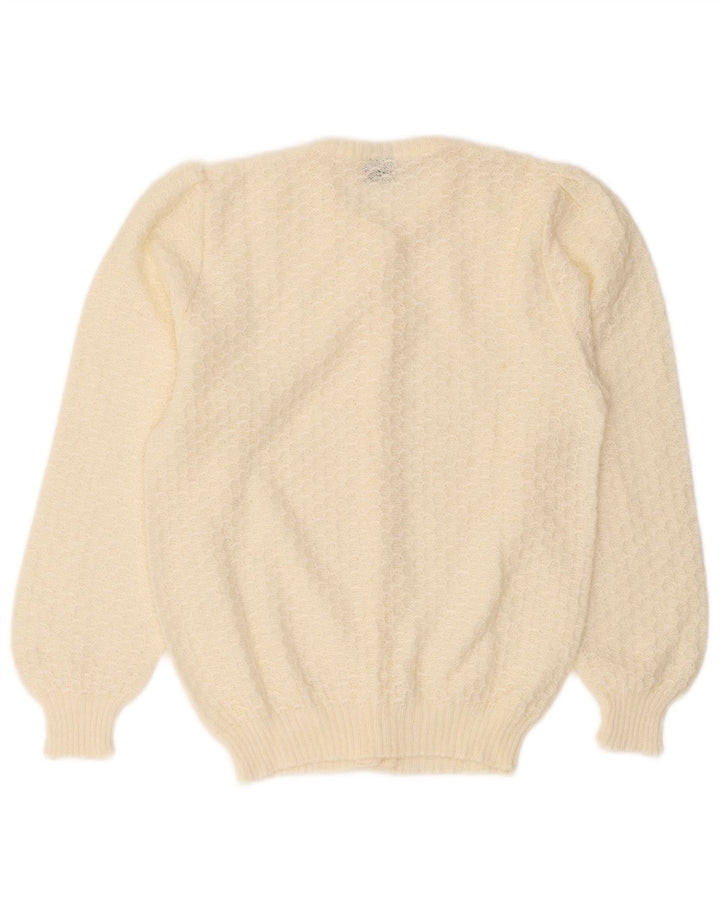 Vintage dame cardigan sweater UK 10 Small Off White
