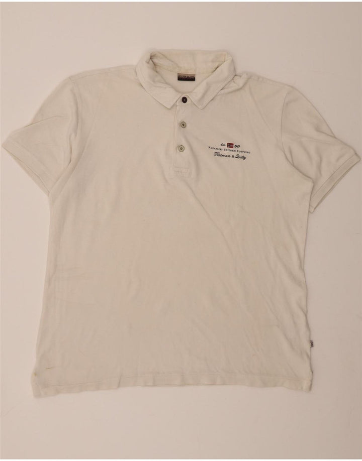 NAPAPIJRI Mens Polo Shirt 2XL White Cotton Vintage Napapijri and Second-Hand Napapijri from Messina Hembry 