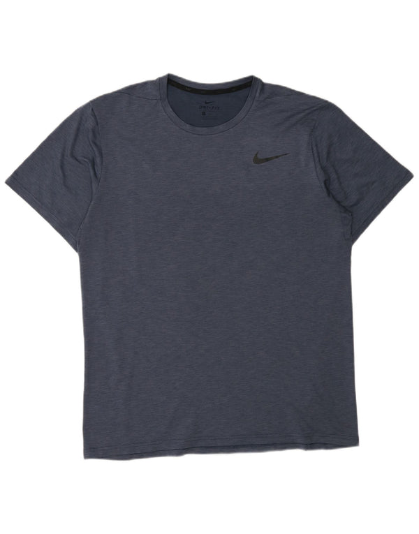 Nike Herre Dri Fit T-shirt Top Large Blue Flecked Polyester Sports
