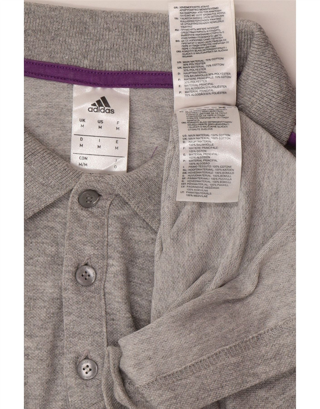 ADIDAS Herre Real Madrid Polo Shirt Medium Grå Bomuld
