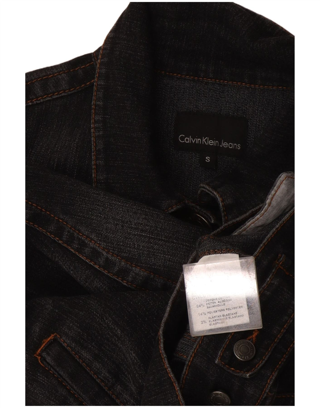 Calvin Klein Dame Crop Denim Jacket UK 10 Small Grey Bomuld