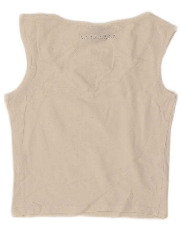 Lee Womens Crop Vest Top UK 14 Large Off White Cotton