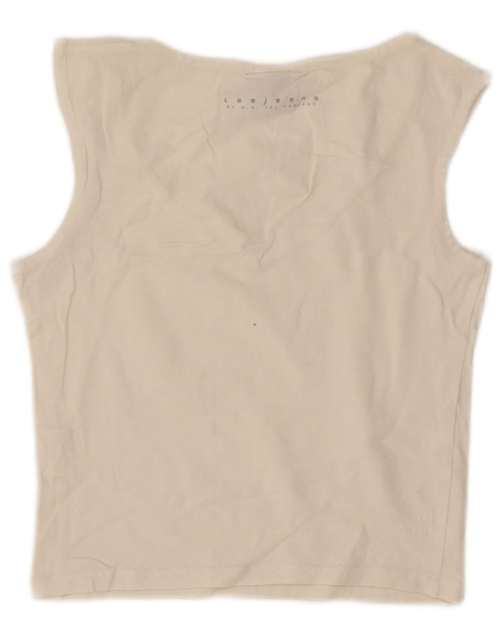 Lee Womens Crop Vest Top UK 14 Large Off White Bomuld