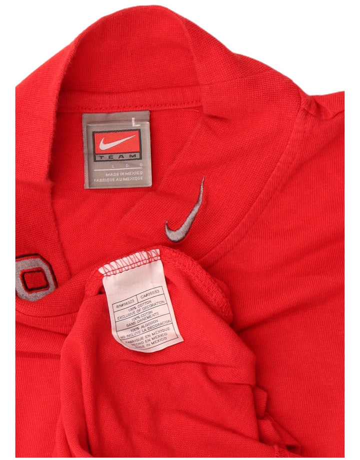 NIKE Mens Top Long Sleeve Large Red Cotton