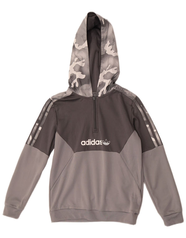 Adidas Grafisk hættetrøje til drenge 11-12 år Grå Camouflage Sport