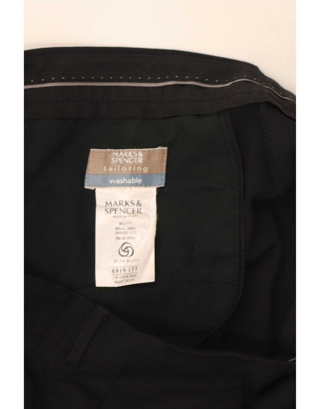Marks & Spencer Herre Pegged Suit Bukser W34 L31 Marineblå Polyester
