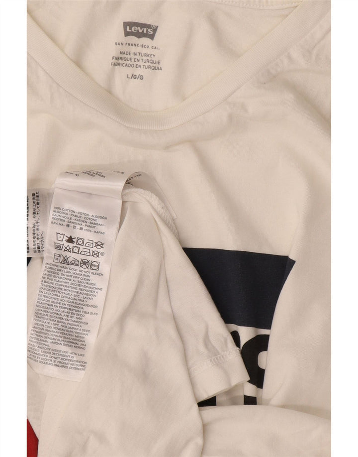 LEVI'S Herre grafisk T-shirt Top Stor hvid bomuld