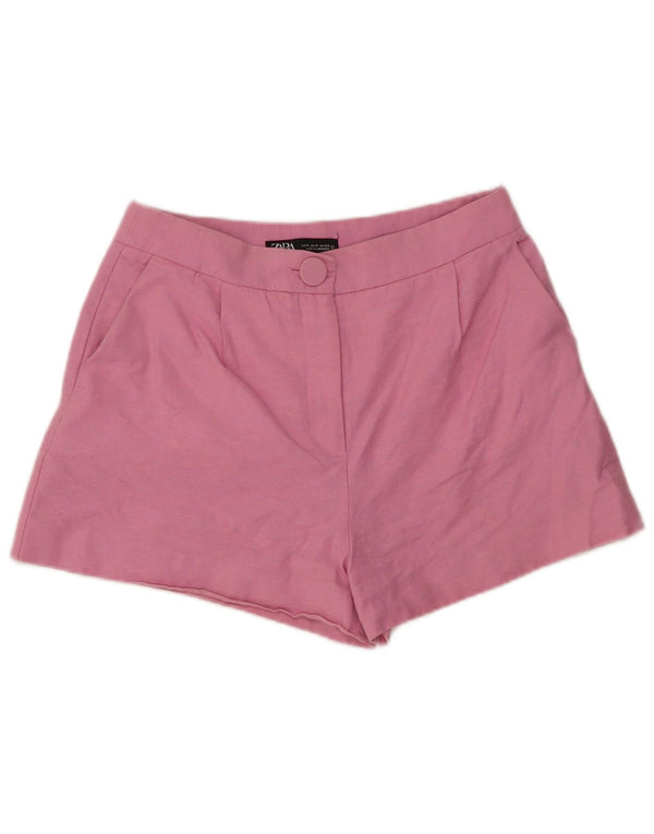 Zara Womens High Waist Hot Pants Medium W28 Pink Bomuld
