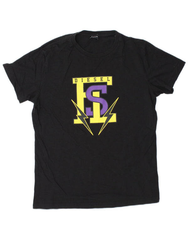 Diesel drenge grafisk t-shirt top 15-16 år stor sort bomuld