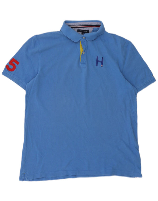 Tommy Hilfiger Herre Grafisk Custom Fit Polo Shirt XL Blå Bomuld